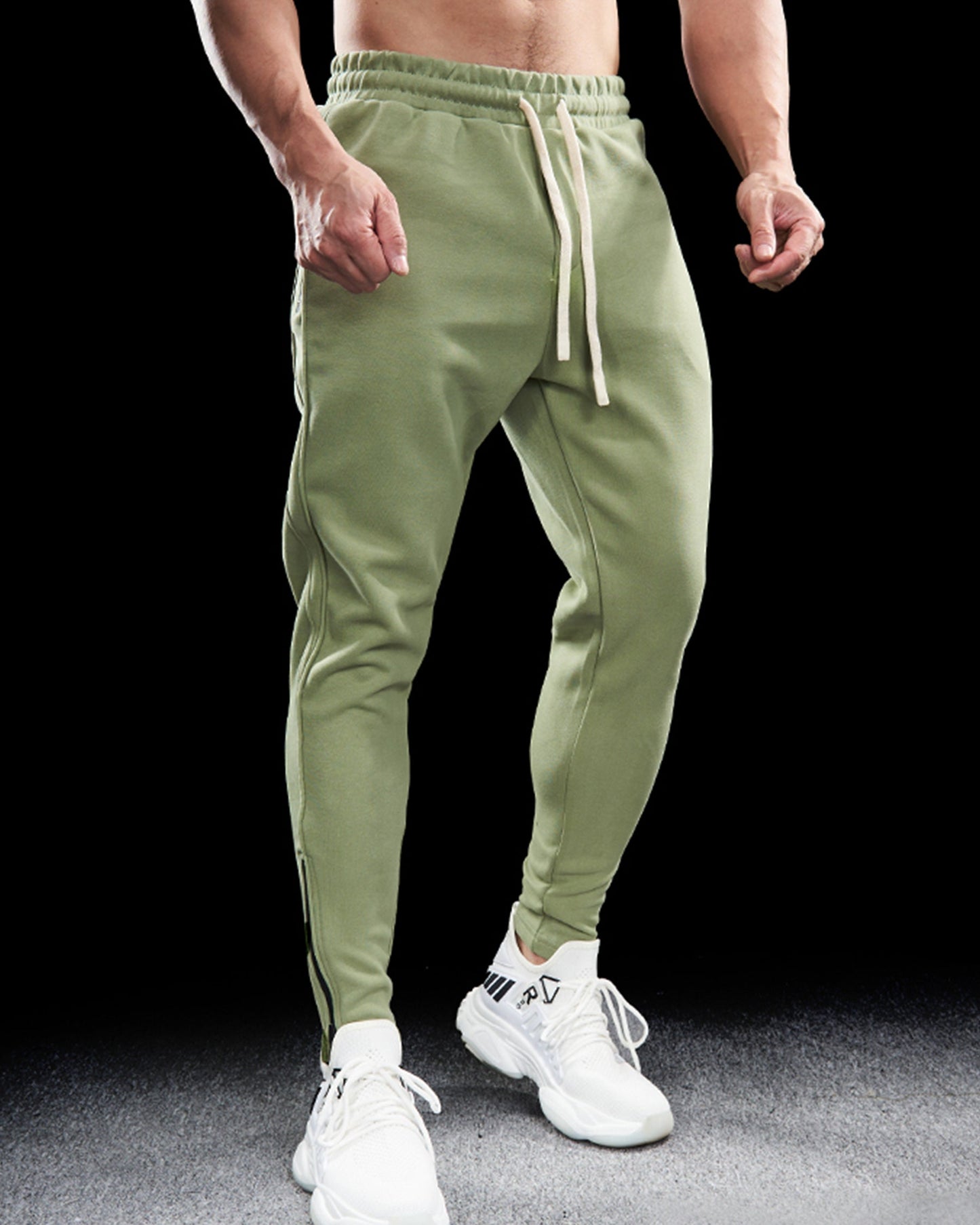 Men’s Slim Fit Cotton Joggers Long Sweatpants with Zippered Ankles