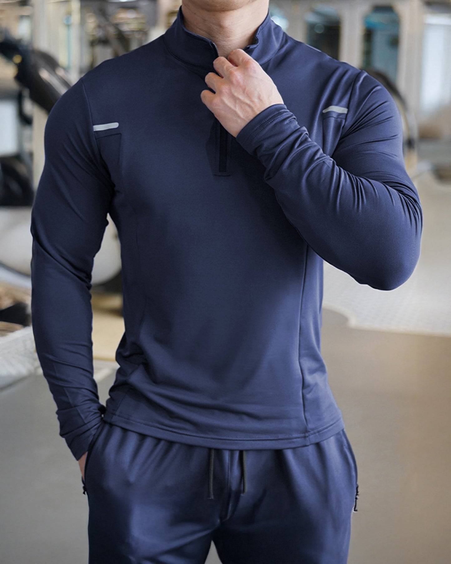 Men’s Reflective Quarter-Zip Running & Training Long Sleeve Shirt