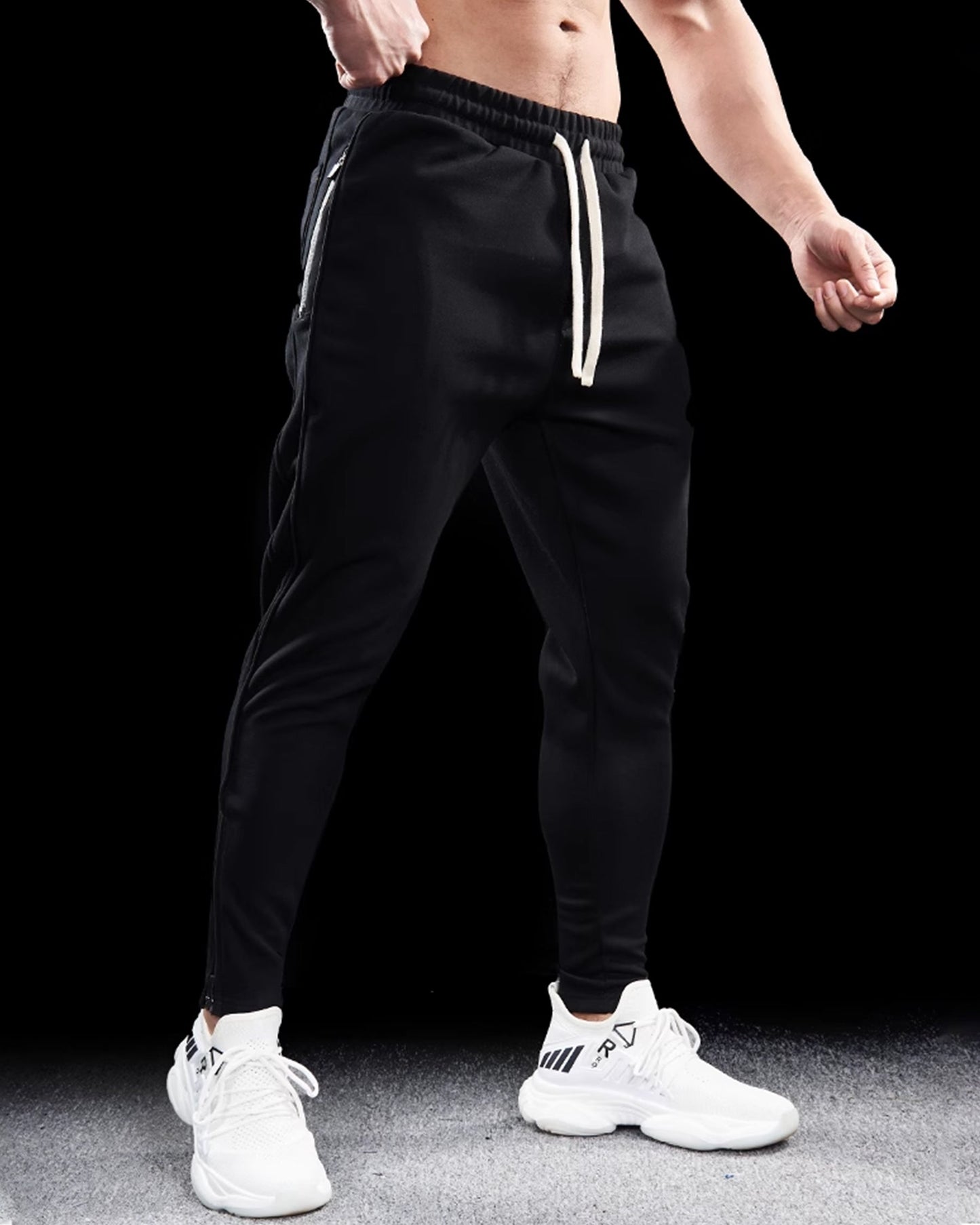 Men’s Slim Fit Cotton Joggers Long Sweatpants with Zippered Ankles