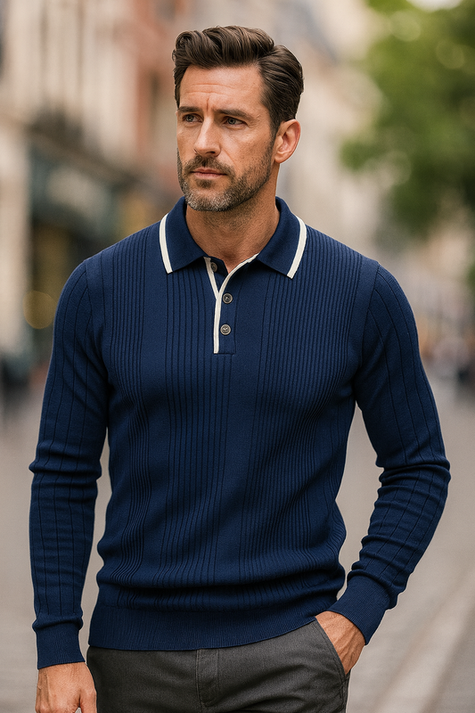 Men’s Casual Knit Half Zip Polo Sweater