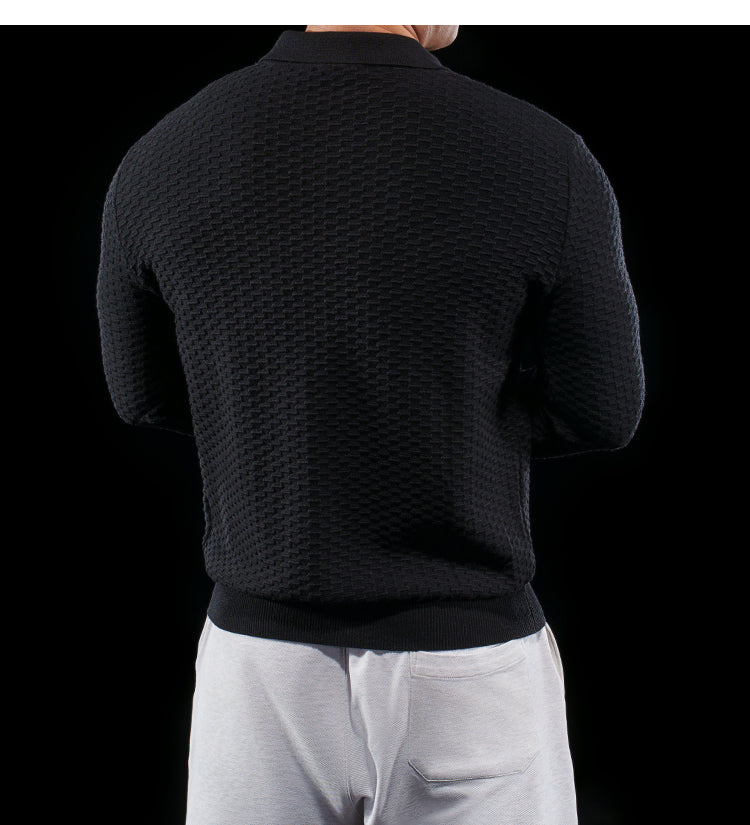 Men’s Long Sleeve Knit Polo Sweater