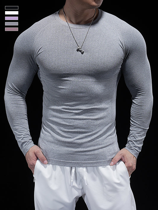 Men’s Seamless Jacquard Quick-Dry Long Sleeve Training Shirt