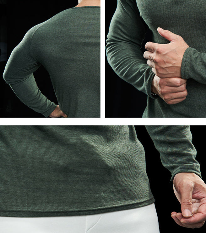 Men’s Compression Long Sleeve Henry Shirt New