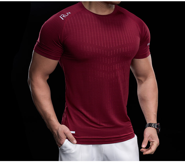 Men’s Quick-Dry High-Stretch Sports Tee for Running & Training