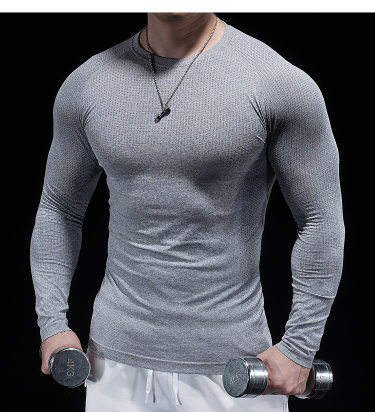 Men’s Seamless Jacquard Quick-Dry Long Sleeve Training Shirt