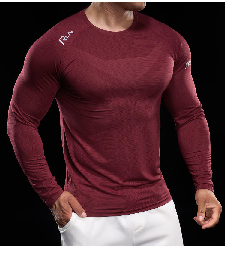 Men’s Quick-Dry Compression Long Sleeve Sports Shirt for Running & Training