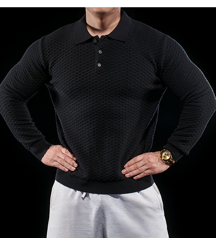 Men’s Long Sleeve Knit Polo Sweater
