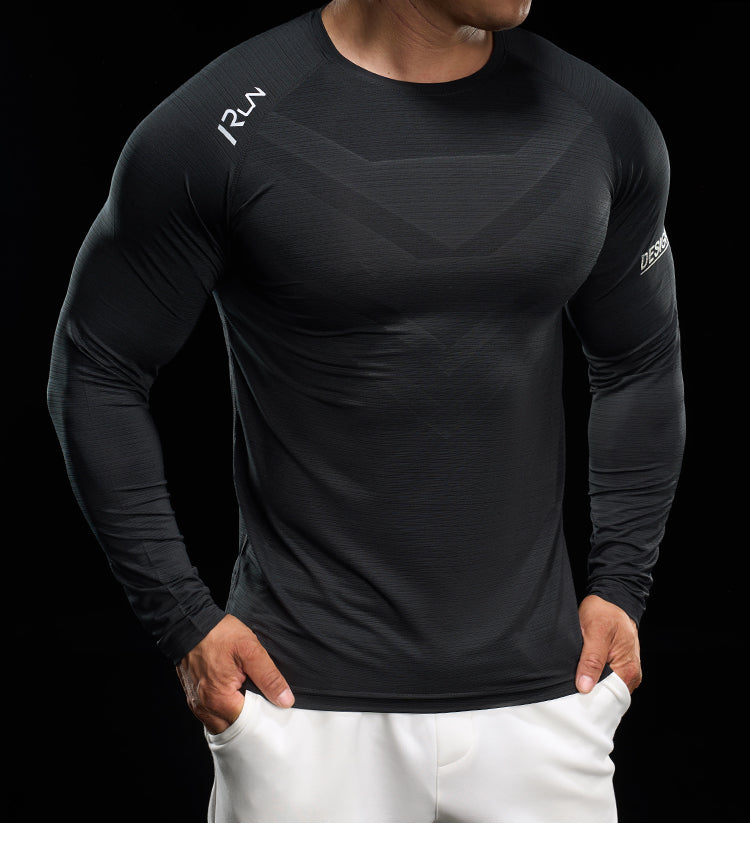 Men’s Quick-Dry Compression Long Sleeve Sports Shirt for Running & Training