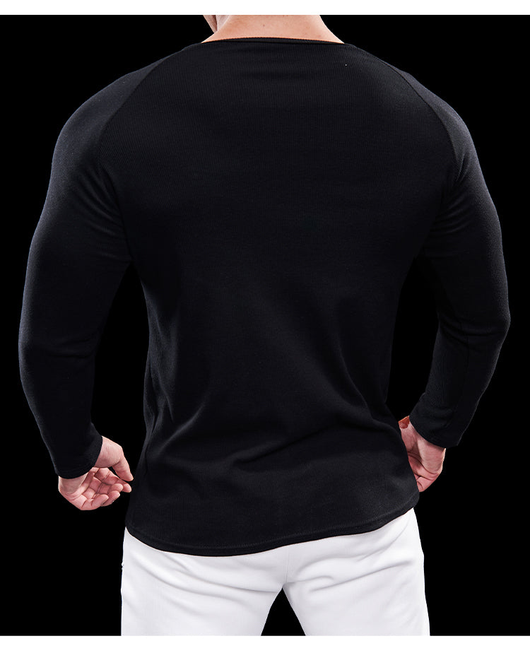 Men’s Compression Long Sleeve Henry Shirt New