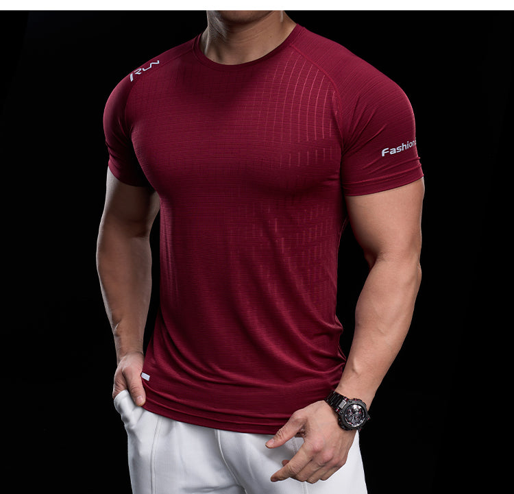 Men’s Quick-Dry High-Stretch Sports Tee for Running & Training