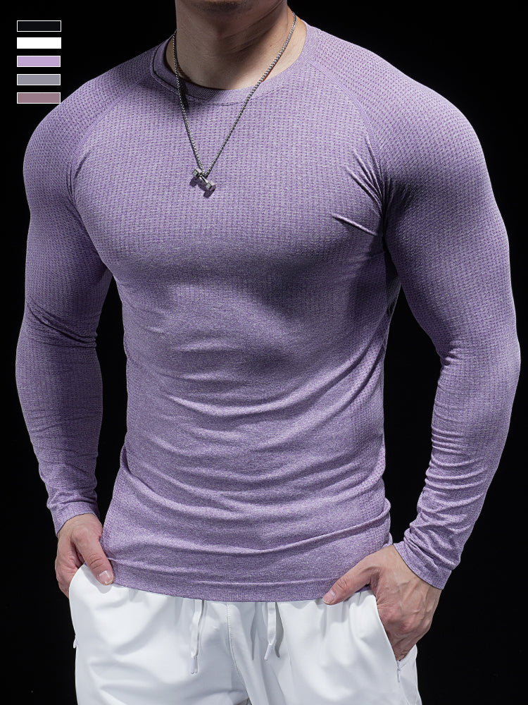Men’s Seamless Jacquard Quick-Dry Long Sleeve Training Shirt