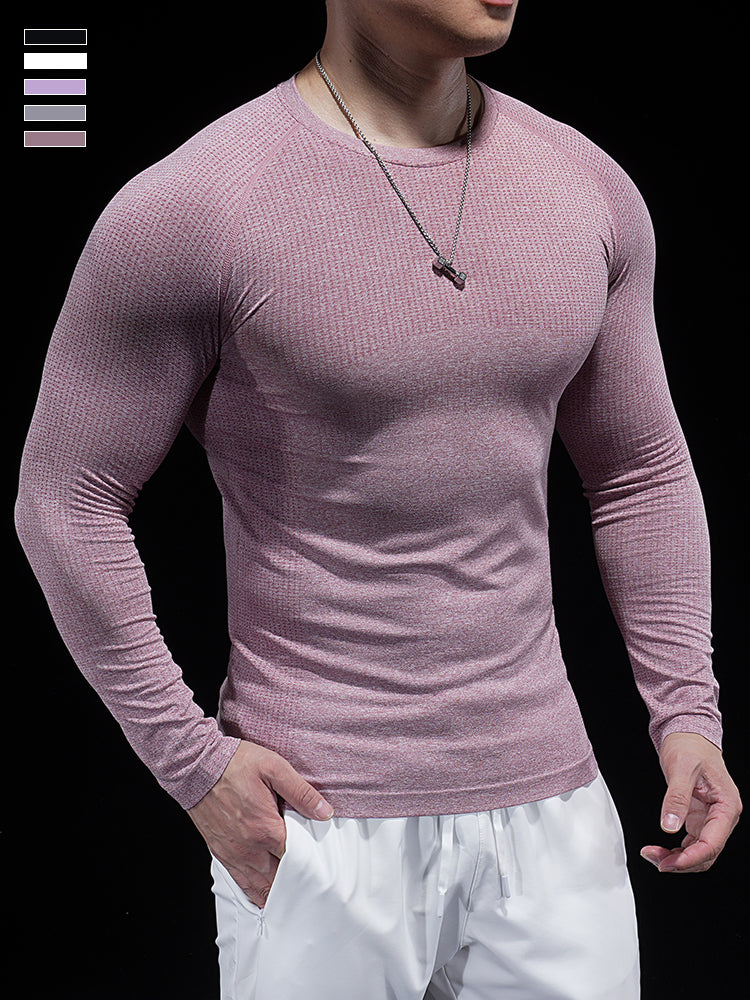 Men’s Seamless Jacquard Quick-Dry Long Sleeve Training Shirt