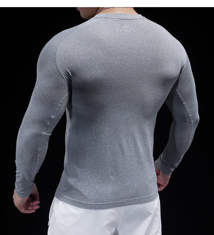 Men’s Seamless Jacquard Quick-Dry Long Sleeve Training Shirt