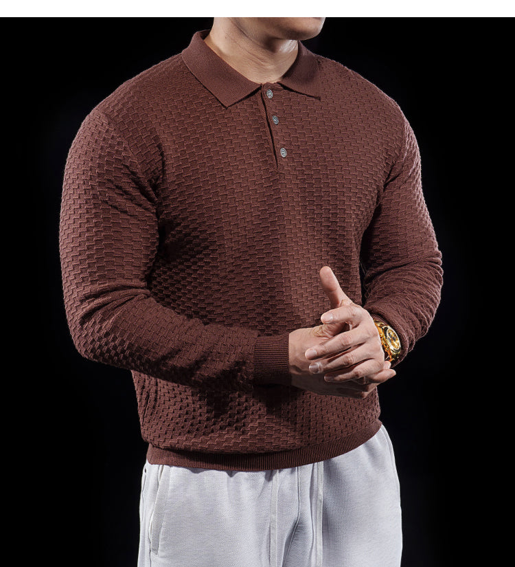 Men’s Long Sleeve Knit Polo Sweater
