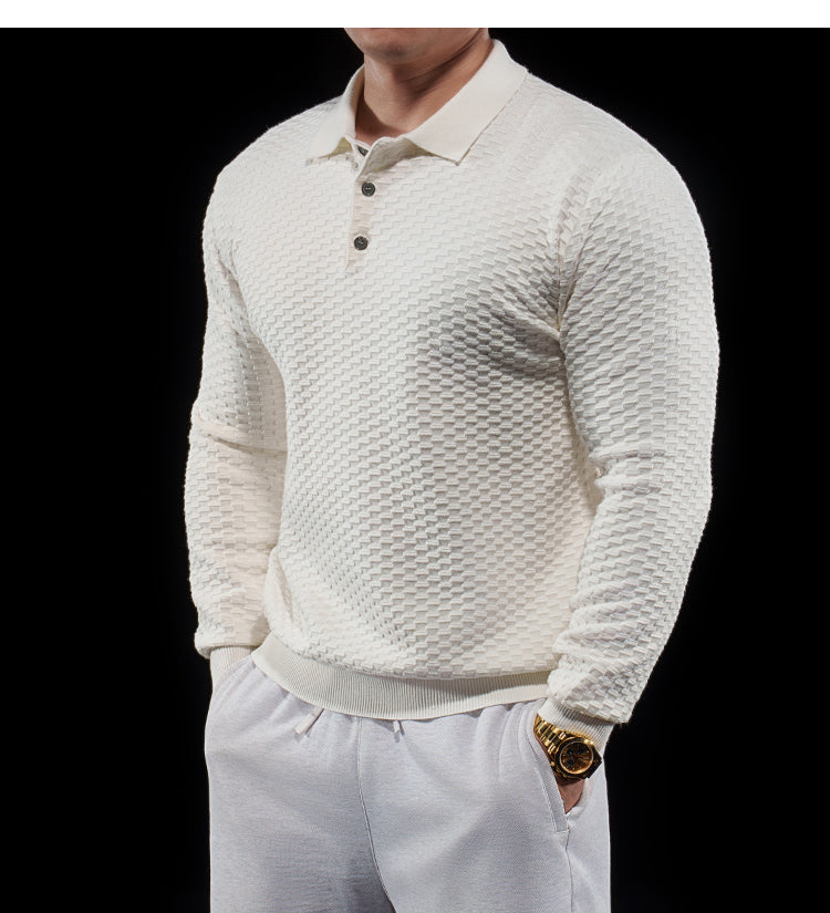 Men’s Long Sleeve Knit Polo Sweater