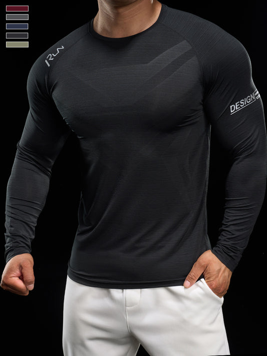 Men’s Quick-Dry Compression Long Sleeve Sports Shirt for Running & Training