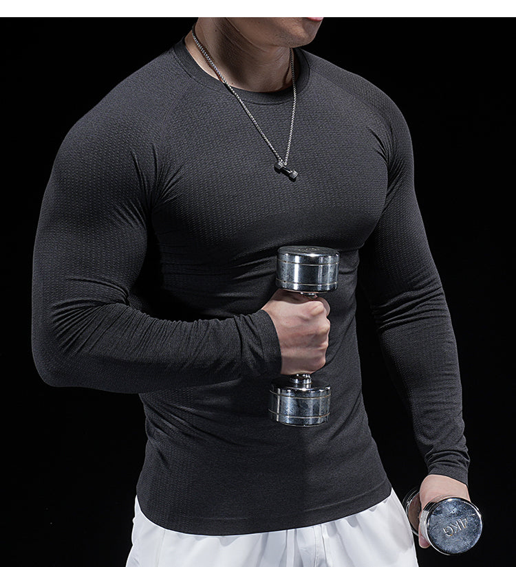 Men’s Seamless Jacquard Quick-Dry Long Sleeve Training Shirt