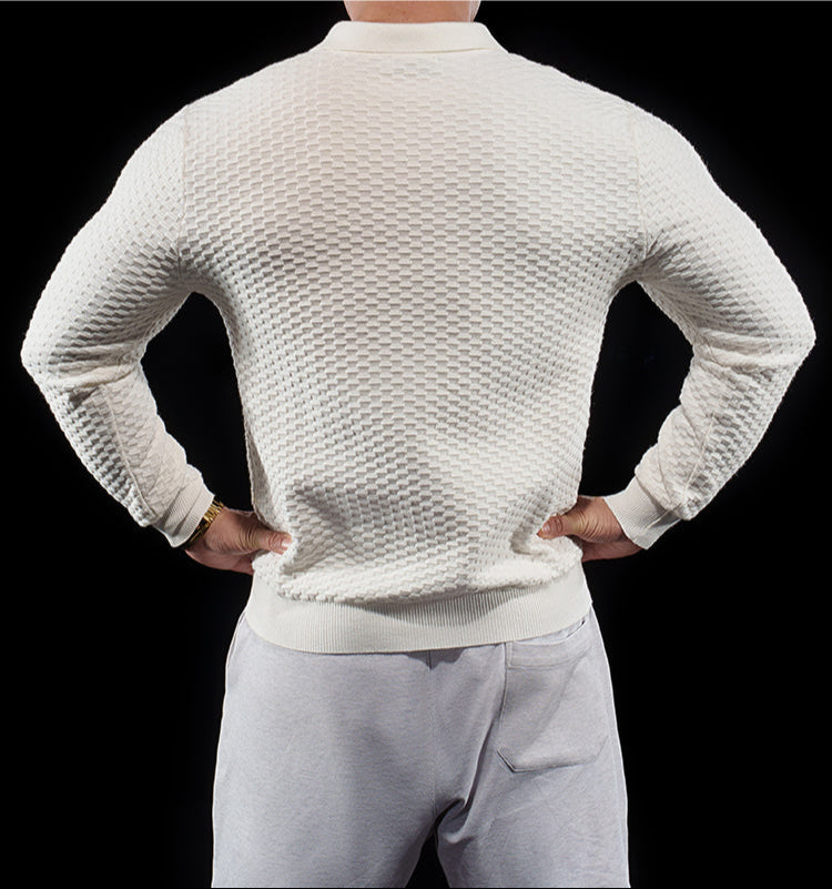 Men’s Long Sleeve Knit Polo Sweater