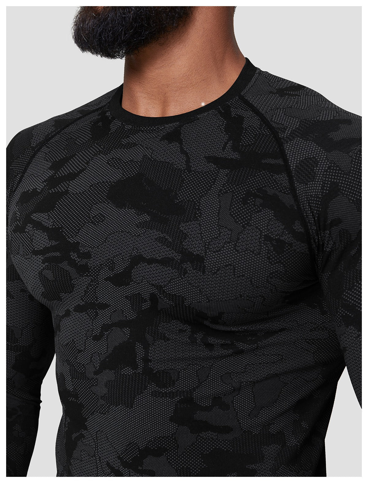 Seamless Jacquard Slim Fit Quick-Dry Long Sleeve Gym Tee