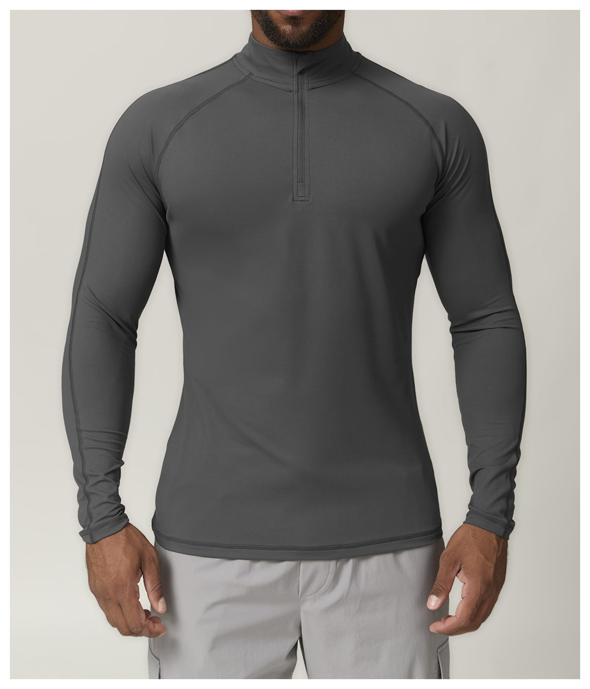 Men’s Quick-Dry Zip Long Sleeve Sports Tee for Running & Training
