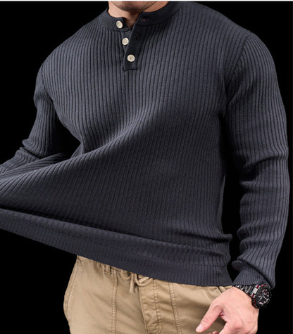 Men’s Knit High Neck Long Sleeve Casual T-Shirt New