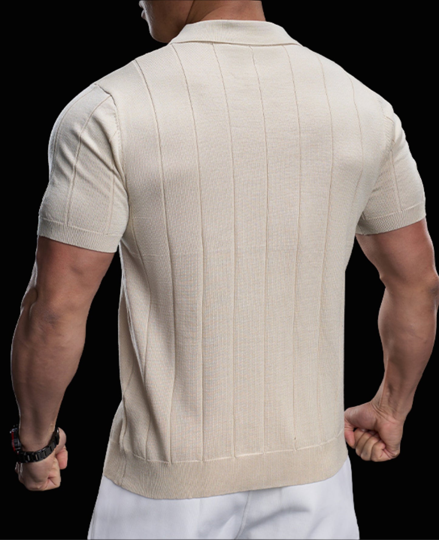 Men’s Casual Short Sleeve Zip Polo Shirt New