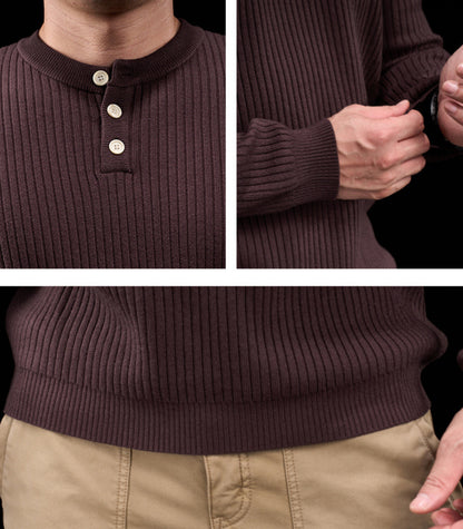 Men’s Knit High Neck Long Sleeve Casual T-Shirt