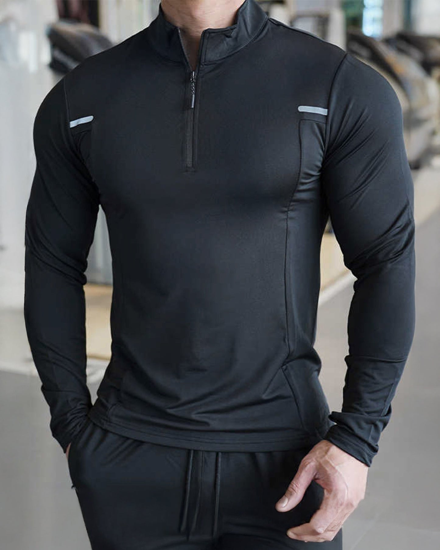Men’s Reflective Quarter-Zip Running & Training Long Sleeve Shirt