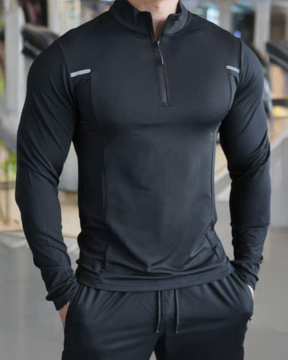 Men’s Reflective Quarter-Zip Running & Training Long Sleeve Shirt