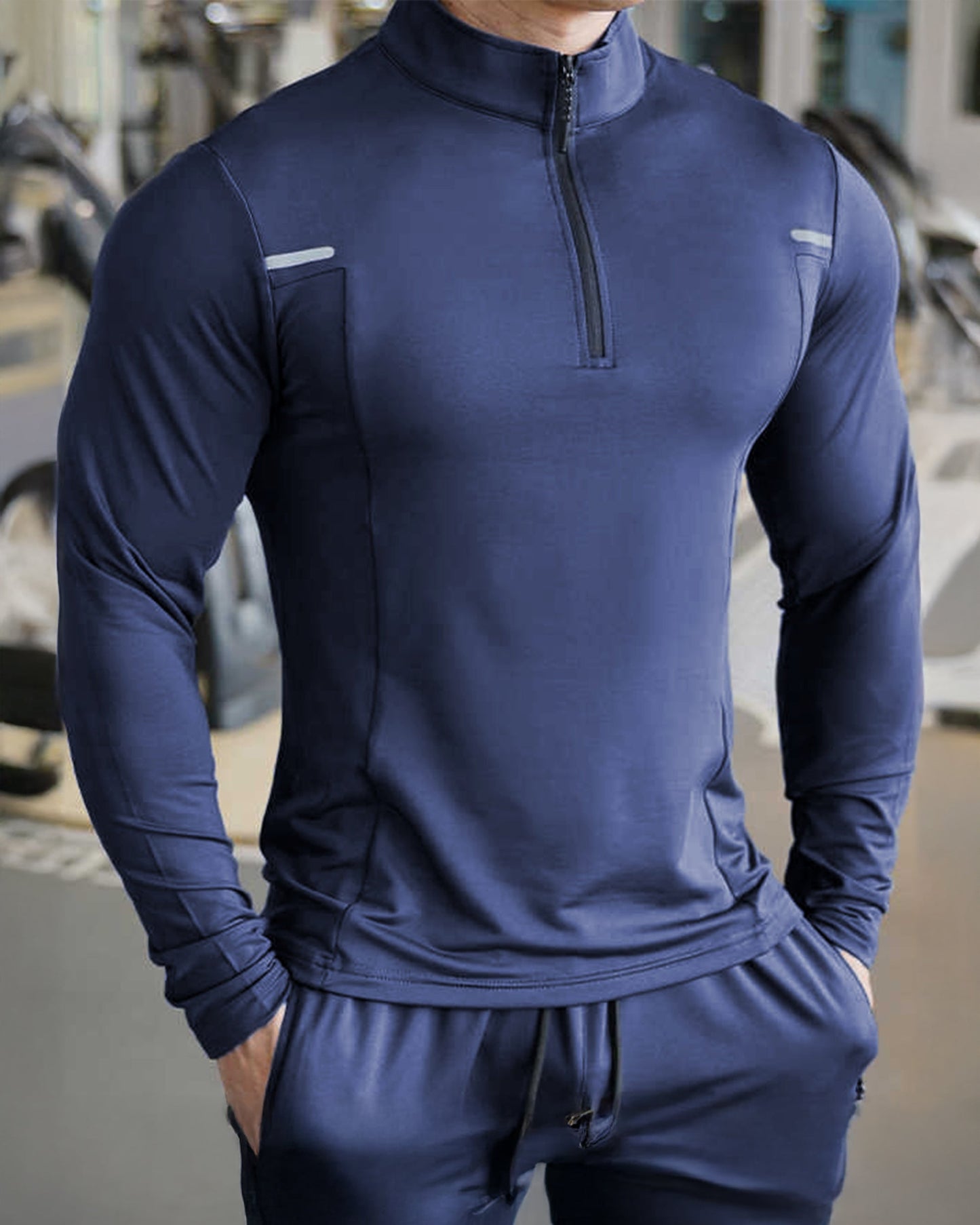 Men’s Reflective Quarter-Zip Running & Training Long Sleeve Shirt