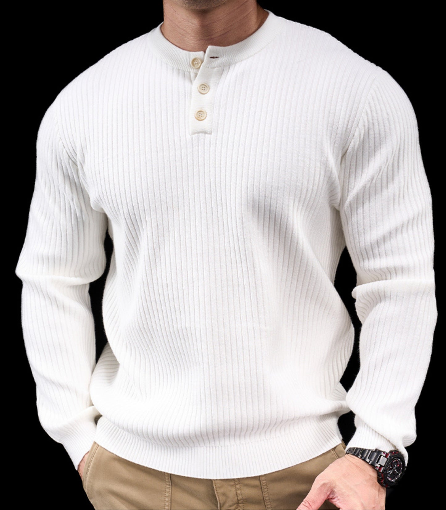 Men’s Knit High Neck Long Sleeve Casual T-Shirt New