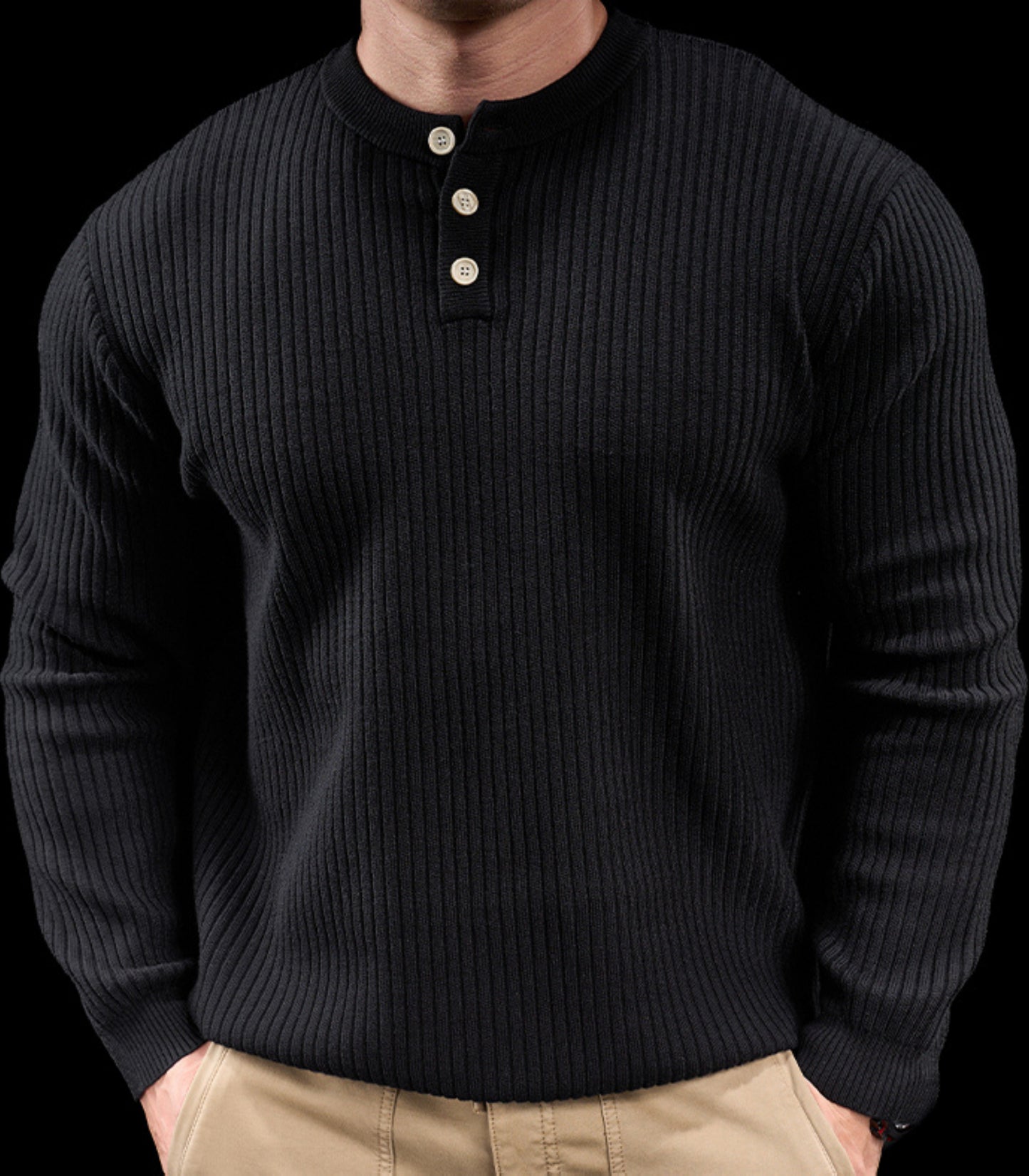 Men’s Knit High Neck Long Sleeve Casual T-Shirt New