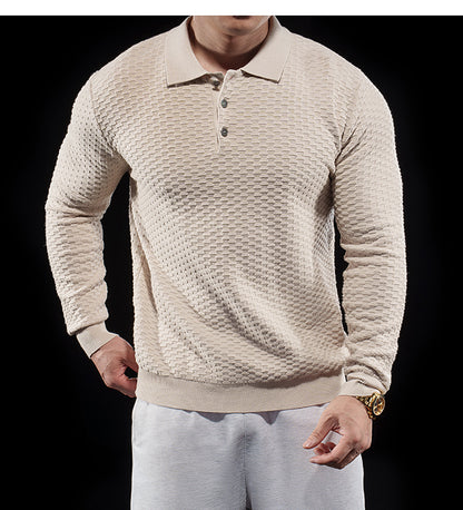 Men’s Long Sleeve Knit Polo Sweater