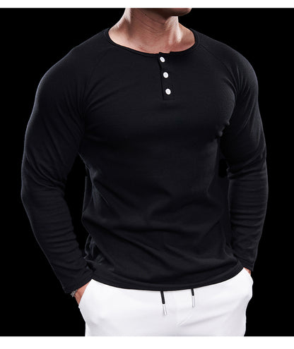 Men’s Compression Long Sleeve Henry Shirt New