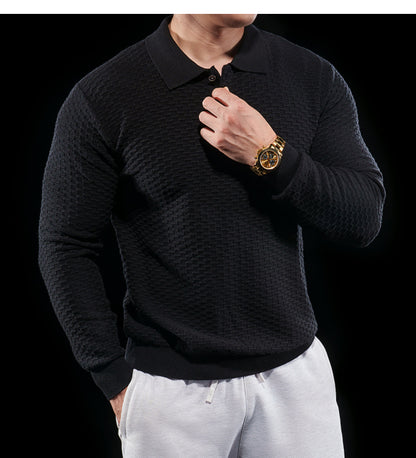Men’s Long Sleeve Knit Polo Sweater