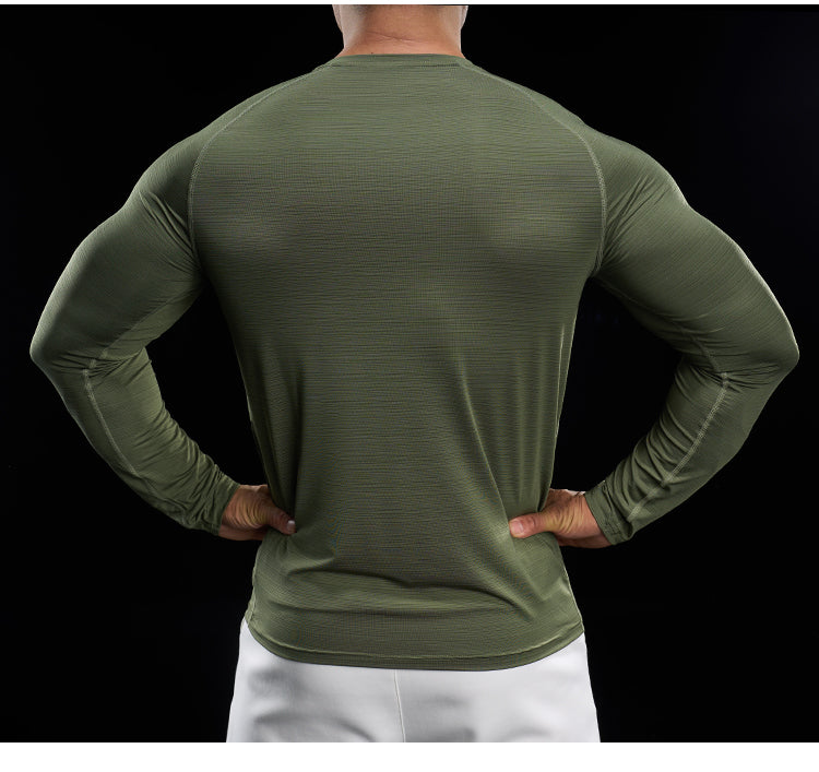 Men’s Quick-Dry Compression Long Sleeve Sports Shirt for Running & Training