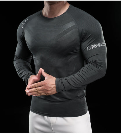 Men’s Quick-Dry Compression Long Sleeve Sports Shirt for Running & Training