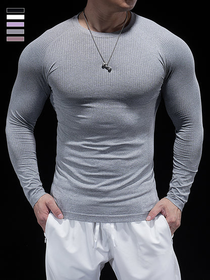 Men’s Seamless Jacquard Quick-Dry Long Sleeve Training Shirt
