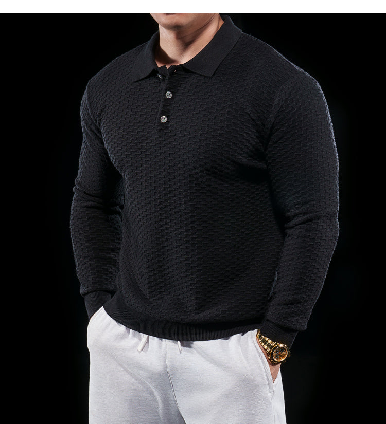 Men’s Long Sleeve Knit Polo Sweater