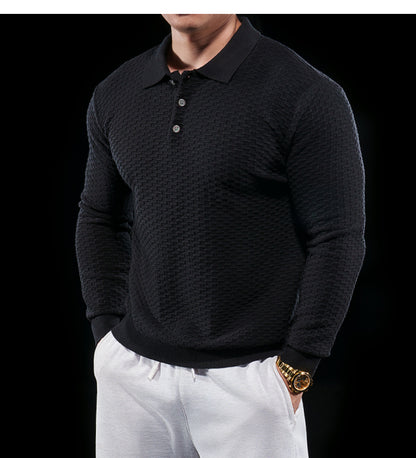 Men’s Long Sleeve Knit Polo Sweater