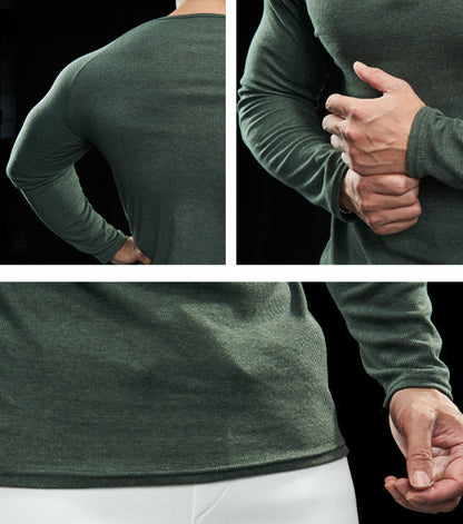 Men’s Compression Long Sleeve Henry Shirt New