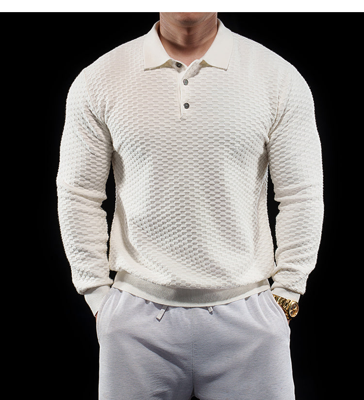Men’s Long Sleeve Knit Polo Sweater