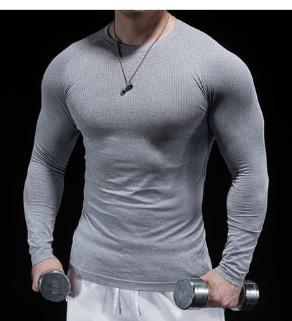 Men’s Seamless Jacquard Quick-Dry Long Sleeve Training Shirt