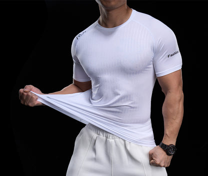 Men’s Quick-Dry High-Stretch Sports Tee for Running & Training