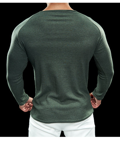 Men’s Compression Long Sleeve Henry Shirt New