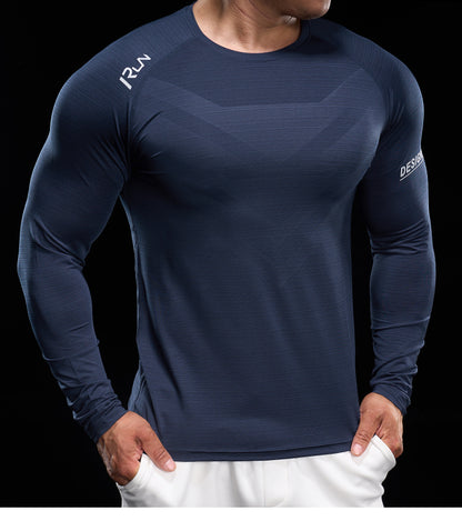 Men’s Quick-Dry Compression Long Sleeve Sports Shirt for Running & Training