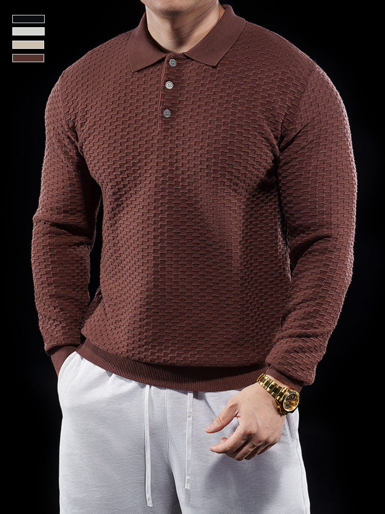 Men’s Long Sleeve Knit Polo Sweater
