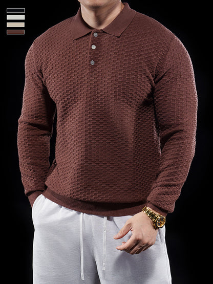 Men’s Long Sleeve Knit Polo Sweater