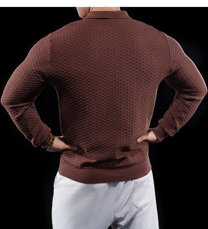 Men’s Long Sleeve Knit Polo Sweater