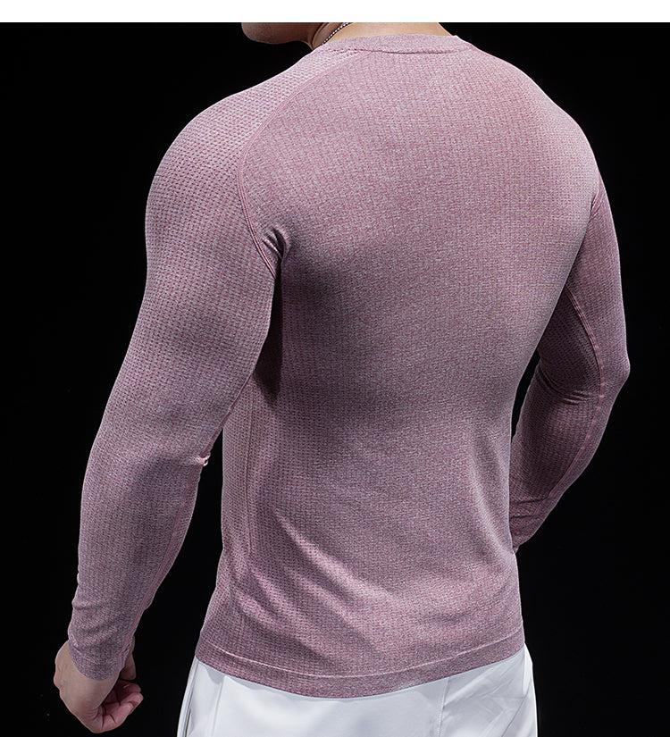 Men’s Seamless Jacquard Quick-Dry Long Sleeve Training Shirt